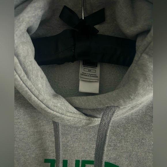 The North Face Mens Size Small Faded Spell Out Hoodie Sweatshirt Gray and Green - Picture 2 of 4